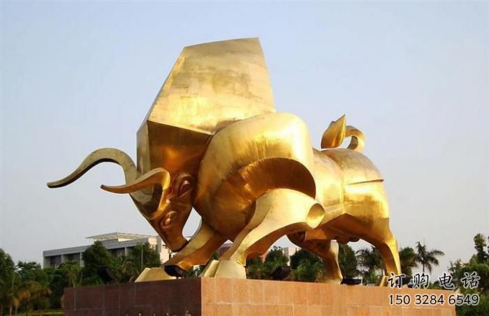 金牛雕塑廠家 廣場(chǎng)景觀類 不銹鋼金牛雕塑制作商
