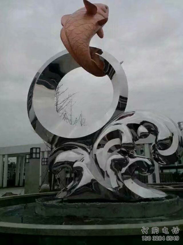圓環(huán)魚(yú)雕塑廠家 生產(chǎn)制作企業(yè) 不銹鋼魚(yú)動(dòng)物雕塑