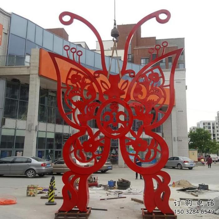 剪紙蝴蝶雕塑廠家 平面藝術(shù)結(jié)構(gòu) 不銹鋼動物剪紙雕塑