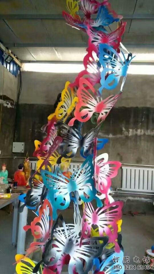剪紙蝴蝶群雕塑廠家 鏤空剪紙工藝 不銹鋼蝴蝶群雕塑生產(chǎn)
