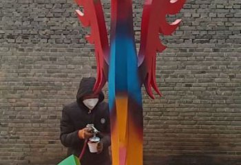 五彩鳳凰雕塑廠家 神鳳凰素材 不銹鋼五彩鳳凰雕塑生產(chǎn)