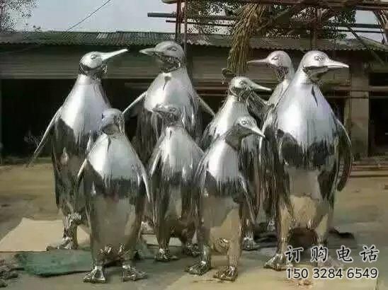 企鵝雕塑廠家 鏡面動(dòng)物 不銹鋼鏡面企鵝雕塑制作