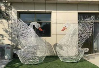 鏤空天鵝雕塑廠家 網(wǎng)格編織類 不銹鋼鏤空天鵝雕塑價(jià)格
