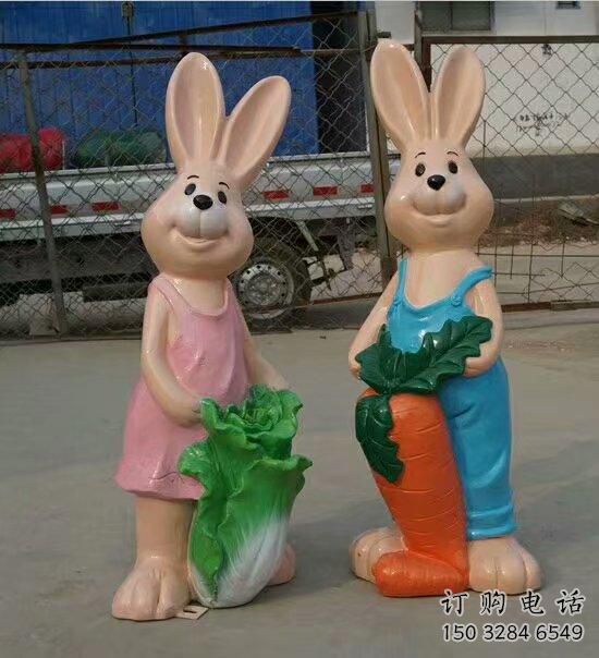 卡通兔子雕塑廠家 彩繪工藝 卡通兔子雕塑生產(chǎn)制作