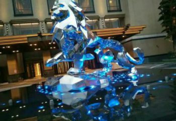 鏡面幾何獅子雕塑廠家 幾何獅子雕塑 鏡面獅子雕塑