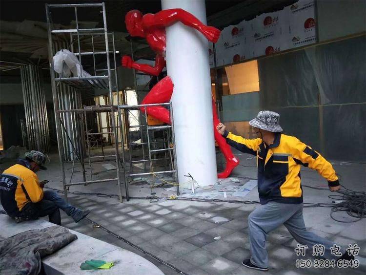 穿墻蜘蛛俠雕塑廠家 現(xiàn)代藝術(shù)人物 蜘蛛俠穿墻雕塑制作