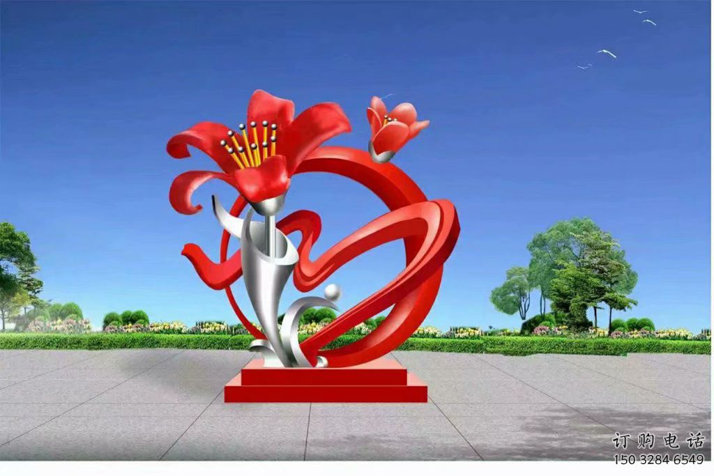 石榴花樹雕塑廠家 園林不銹鋼花卉雕塑 石榴花樹雕塑廠家 園林不銹鋼花卉雕塑