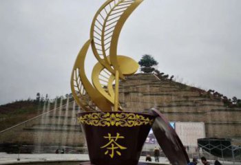 茶樹雕塑廠家 不銹鋼園林標識建筑雕塑