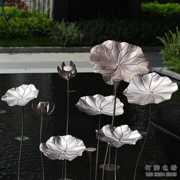 仿銅色荷葉雕塑 不銹鋼仿銅荷葉雕塑 仿銅色荷葉雕塑 不銹鋼仿銅荷葉雕塑