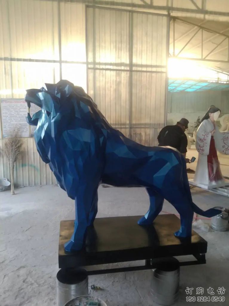 獅子雕塑 電鍍動物 雄獅不銹鋼電鍍雕塑 獅子雕塑 電鍍動物 雄獅不銹鋼電鍍雕塑