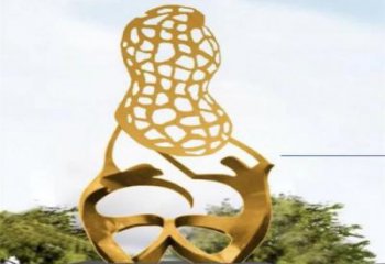 花生雕塑 農(nóng)作物題材 不銹鋼鏤空花生雕塑廠家