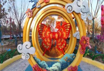 蝴蝶圓環(huán)雕塑廠家 公園烤漆動(dòng)物雕塑