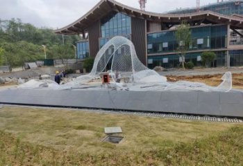 鏤空飄帶雕塑廠家 網(wǎng)格工藝特點(diǎn) 不銹鋼飄帶雕塑制作