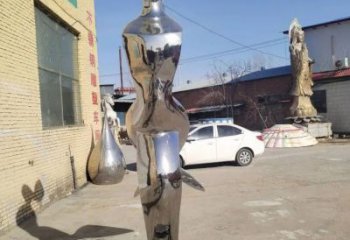 抽象美人魚(yú)雕塑 鏡面人物 不銹鋼抽象美人魚(yú)雕塑