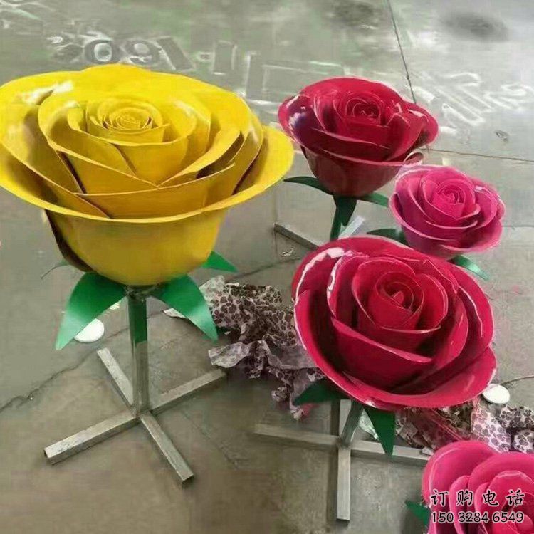 花朵雕塑廠家 烤漆仿真花雕塑 不銹鋼仿真花朵雕塑