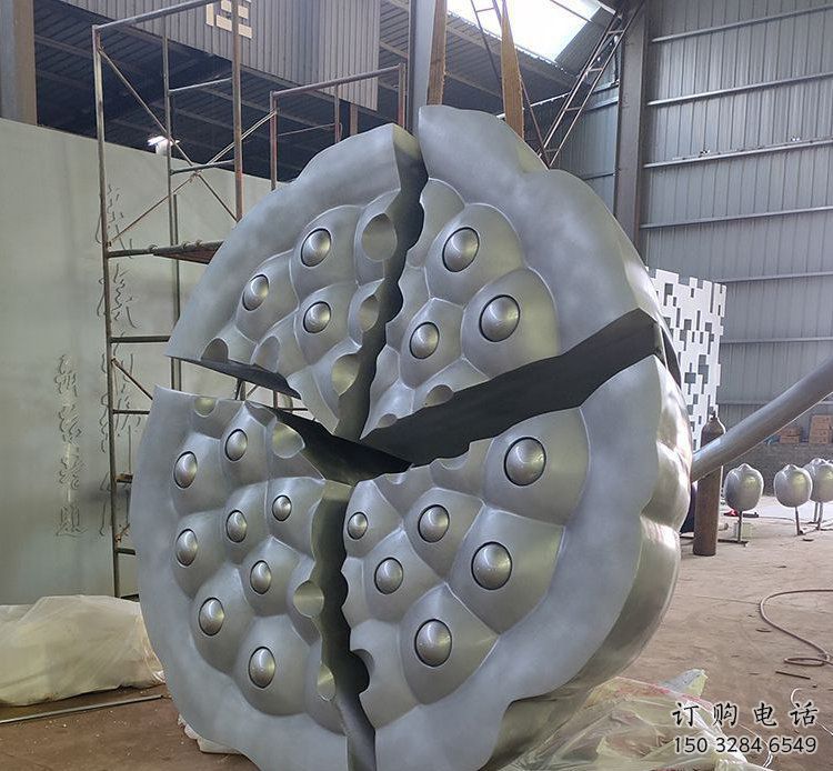 裂開蓮蓬雕塑 蓮科植物景觀 不銹鋼蓮蓬雕塑廠家 裂開蓮蓬雕塑 蓮科植物景觀 不銹鋼蓮蓬雕塑廠家