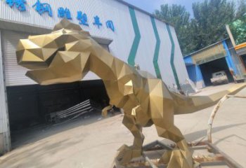 恐龍雕塑廠家 幾何動(dòng)物擺件 不銹鋼幾何恐龍雕塑