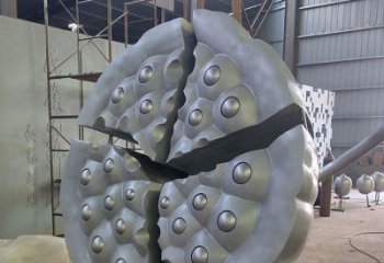 裂開(kāi)蓮蓬雕塑 蓮科植物景觀  不銹鋼蓮蓬雕塑廠家
