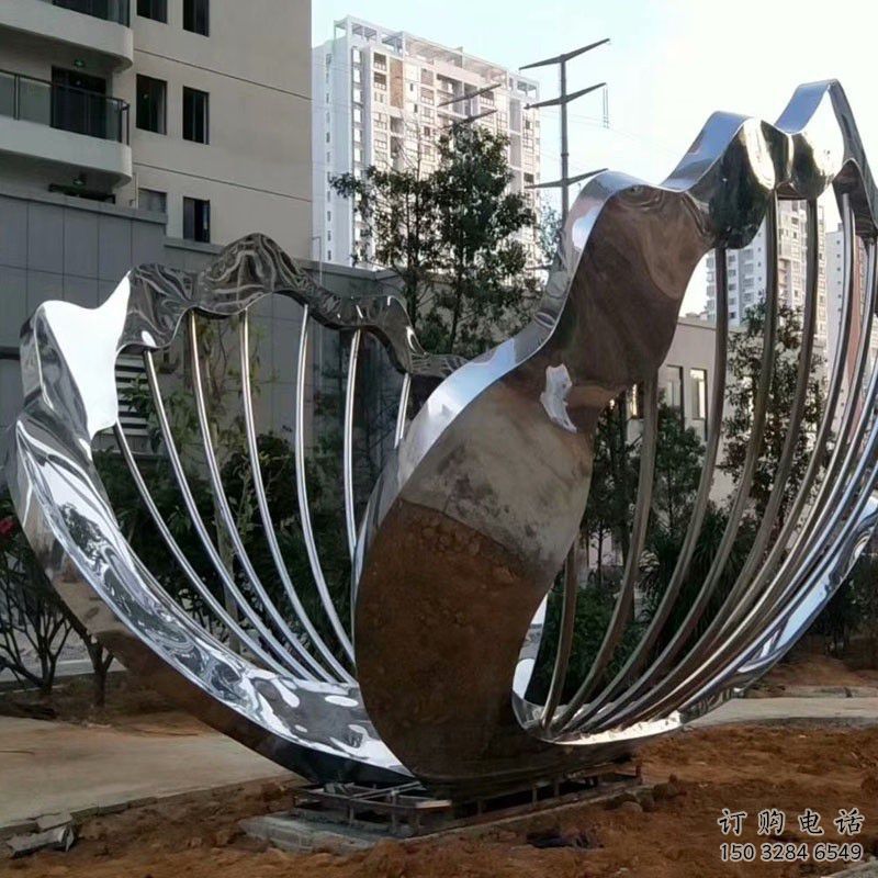貝殼雕塑 鏡面海洋小品 戶外抽象不銹鋼貝殼雕塑 貝殼雕塑 鏡面海洋小品 戶外抽象不銹鋼貝殼雕塑