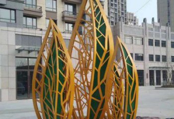 樹葉雕塑 鏤空噴漆植物 房地產(chǎn)不銹鋼樹葉雕塑廠家