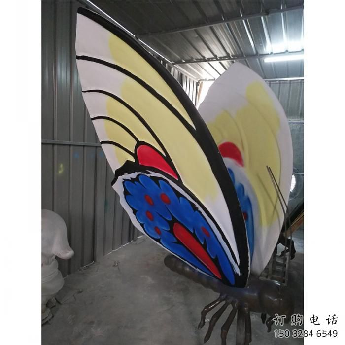 彩繪蝴蝶雕塑 仿真噴漆小品 大型游樂(lè)場(chǎng)蝴蝶雕塑廠家