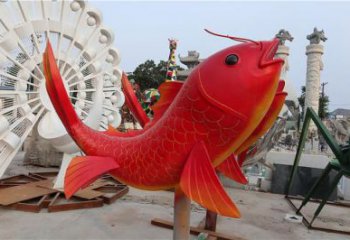 公園魚兒雕塑廠家 中式彩繪小品 風景區(qū)仿真魚兒雕塑