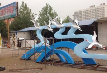 游樂(lè)場(chǎng)海燕雕塑廠家 戶外賓館擺件 住宅小區(qū)仿真海燕雕塑
