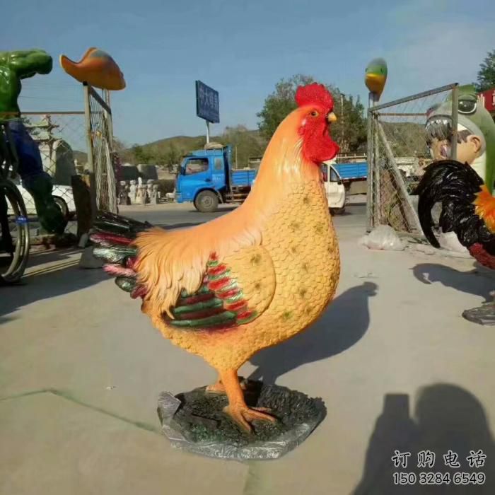 游樂場(chǎng)公雞雕塑廠家 公園廣場(chǎng)擺件 住宅小區(qū)彩繪公雞雕塑