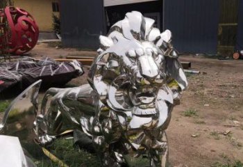 賓館雄獅雕塑廠(chǎng)家 歐式仿真小品 村口鏡面雄獅雕塑