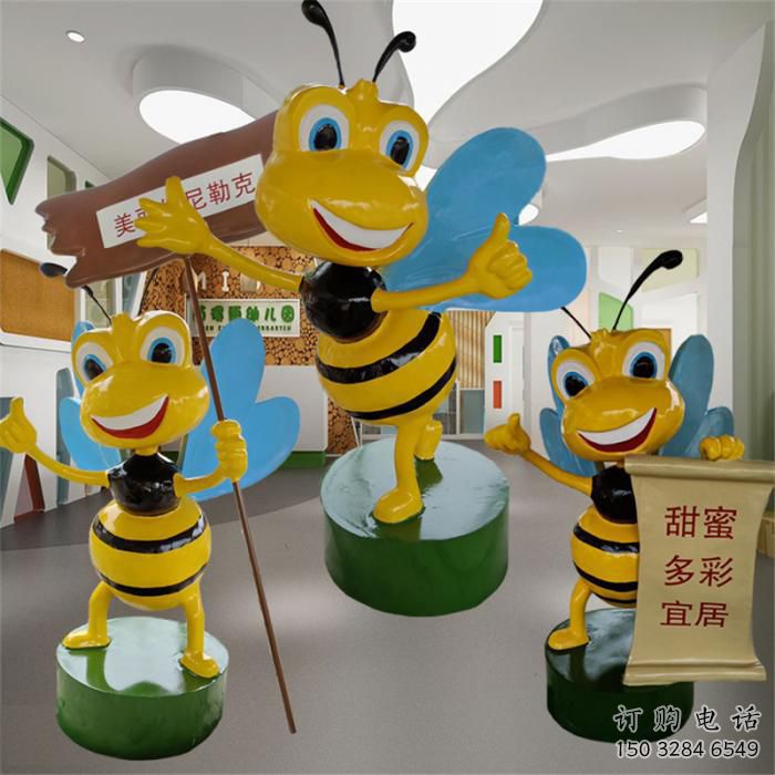 步行街蜜蜂雕塑廠家 創(chuàng)意烤漆擺件 草地彩繪蜜蜂雕塑