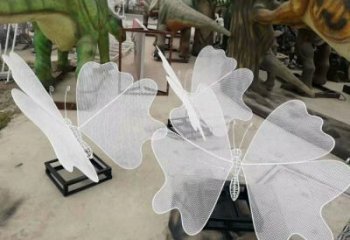 鏤空彩蝶雕塑廠家 現(xiàn)代抽象擺件 草地切面彩蝶雕塑