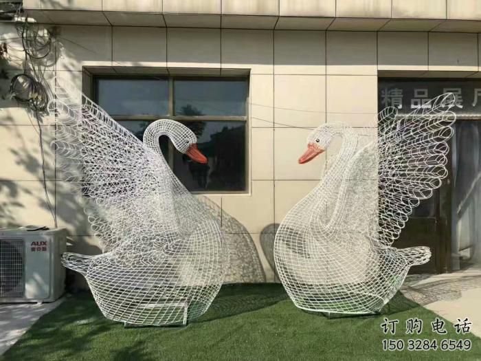 公園鵝雕塑廠家 中式抽象小品 風(fēng)景區(qū)鏤空鵝雕塑