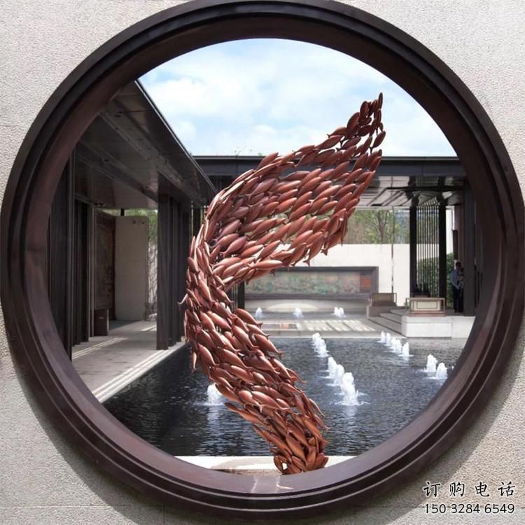 大型麥穗魚(yú)雕塑廠家 中式啞光擺件 餐飲店戶外麥穗魚(yú)雕塑