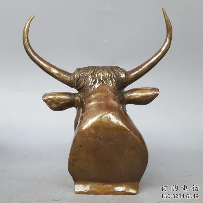 商場(chǎng)牛頭雕塑廠家 中式室內(nèi)小品 酒店拉絲牛頭雕塑