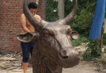 仿真牛頭雕塑廠家 大型戶外擺件 公園噴漆牛頭雕塑