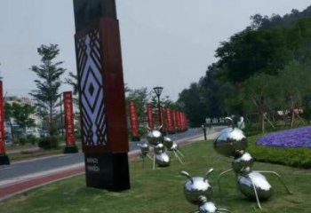 鍛造螞蟻雕塑廠(chǎng)家 抽象鏡面擺件 廣場(chǎng)仿真螞蟻雕塑