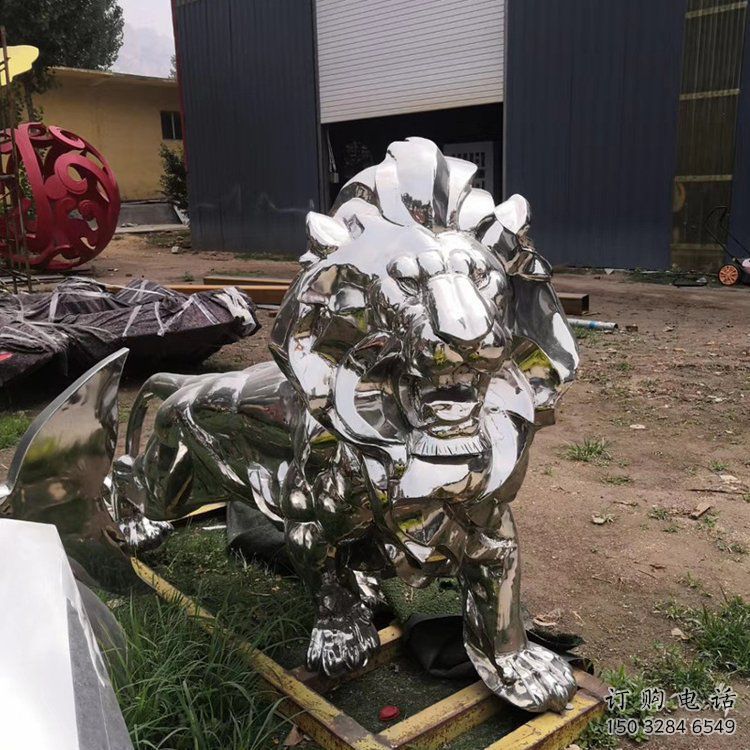 商場(chǎng)獅子雕塑廠家 中式室內(nèi)小品 酒店拉絲獅子雕塑