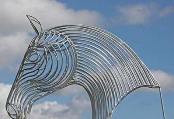 鏤空馬頭雕塑廠家 現(xiàn)代抽象擺件 草地切面馬頭雕塑