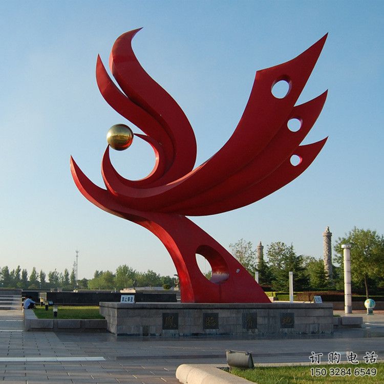 異形火鳳凰雕塑廠家 戶外創(chuàng)意擺件 大型街頭火鳳凰雕塑