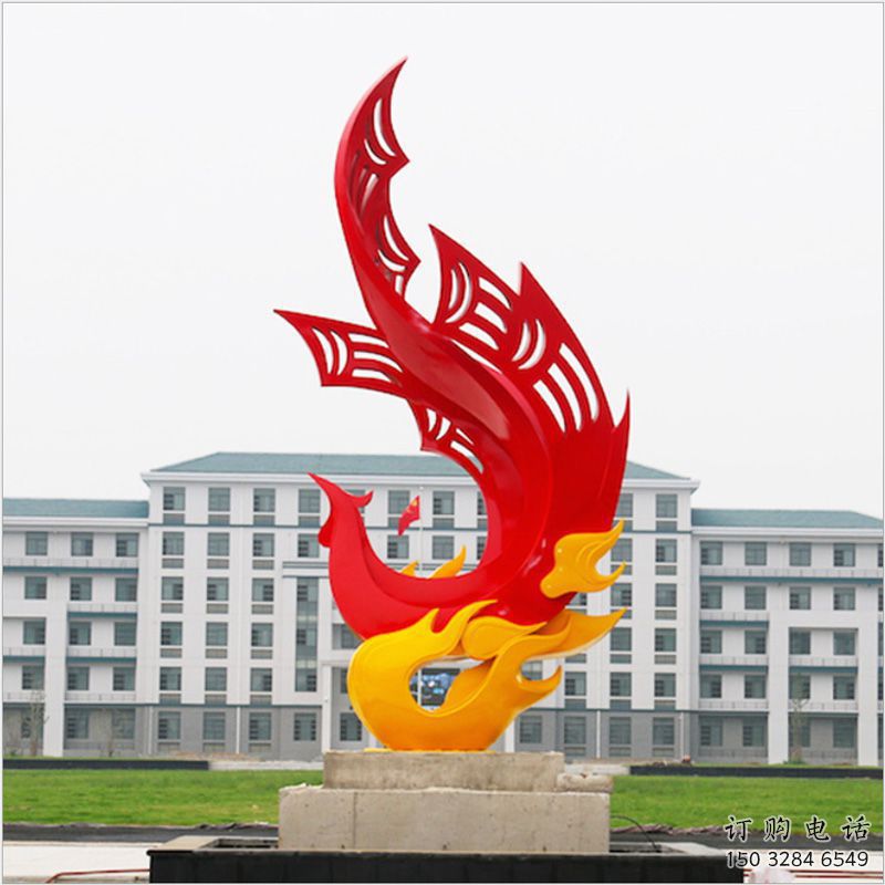 游樂場火鳳凰雕塑廠家 鏤空創(chuàng)意擺件 大型現(xiàn)代火鳳凰雕塑