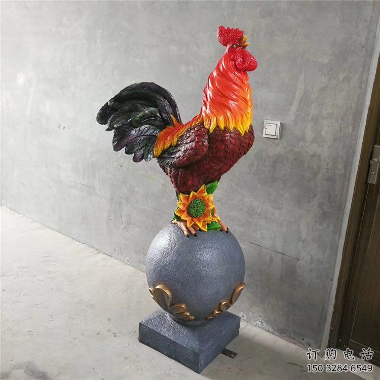 風(fēng)景區(qū)金雞雕塑廠家 中式室內(nèi)擺件 彩繪現(xiàn)代金雞雕塑