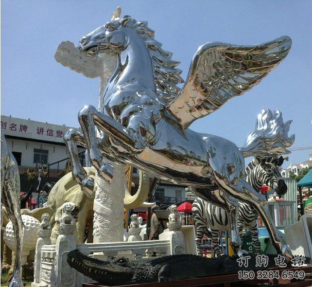 鍛造飛馬雕塑廠家 現(xiàn)代鏡面擺件 廣場仿真飛馬雕塑