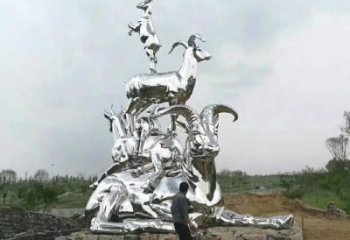 公園羊雕塑廠家 中式鏡面小品 風景區(qū)仿真羊雕塑