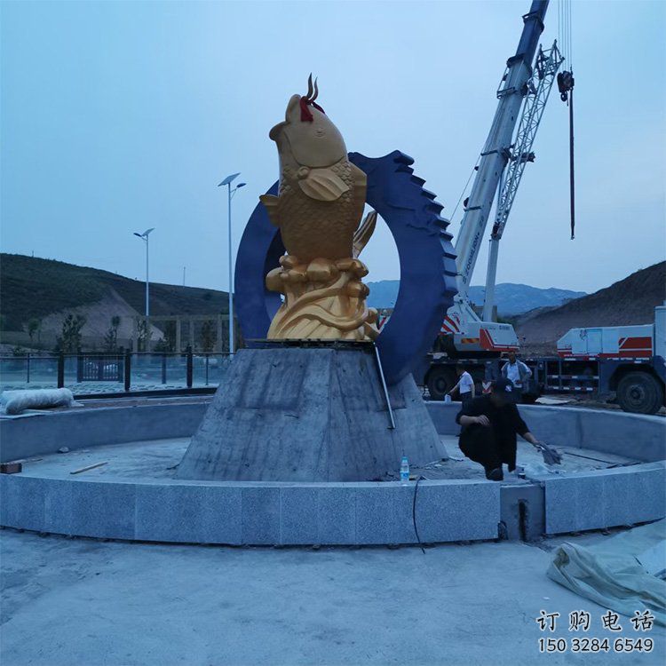 別墅鯉魚(yú)跳龍門(mén)雕塑廠家 戶(hù)外現(xiàn)代噴漆小品