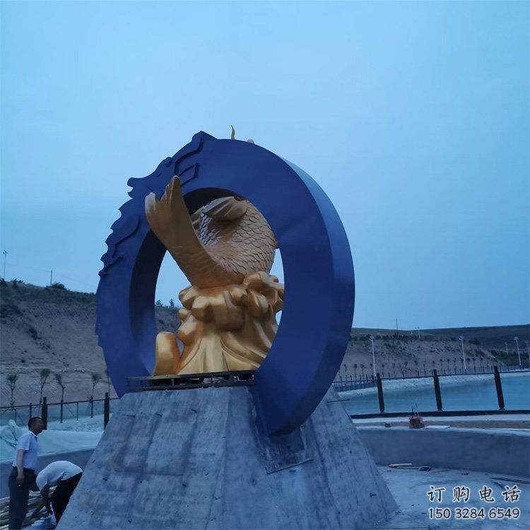 戶外鯉魚跳龍門雕塑廠家 公園廣場歐式小品