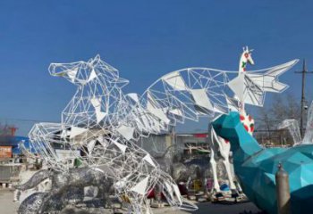 游樂場花片馬雕塑廠家 戶外創(chuàng)意擺件 大型鏤空花片馬雕塑