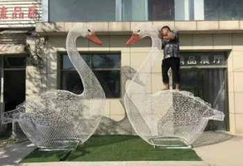 鏤空天鵝雕塑廠(chǎng)家 現(xiàn)代抽象擺件 公園草地天鵝雕塑