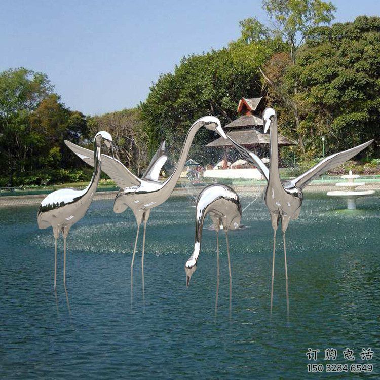 商業(yè)街仙鶴雕塑廠家 大型戶外擺件 步行街異形仙鶴雕塑