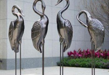 公園鶴雕塑廠家 中式啞光小品 風景區(qū)仿古鶴雕塑