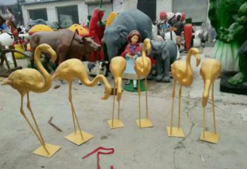 仿真火烈鳥(niǎo)雕塑廠家 大型剪影擺件 公園噴漆火烈鳥(niǎo)雕塑